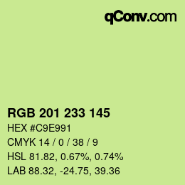 Color code: RGB 201 233 145 | qconv.com