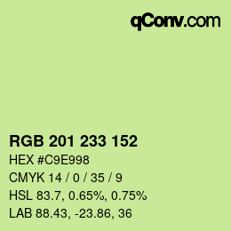 Color code: RGB 201 233 152 | qconv.com