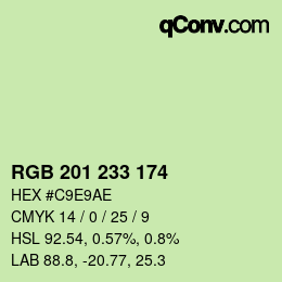 カラーコード: RGB 201 233 174 | qconv.com