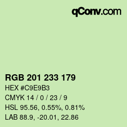 Color code: RGB 201 233 179 | qconv.com