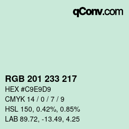 Color code: RGB 201 233 217 | qconv.com