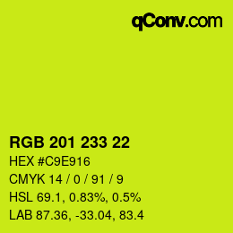 Color code: RGB 201 233 22 | qconv.com