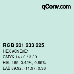 Color code: RGB 201 233 225 | qconv.com