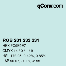 カラーコード: RGB 201 233 231 | qconv.com