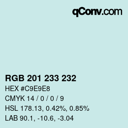 Color code: RGB 201 233 232 | qconv.com