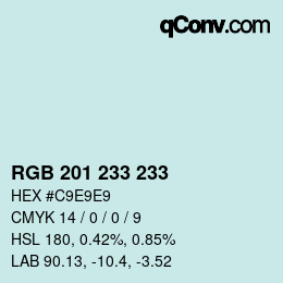 Color code: RGB 201 233 233 | qconv.com