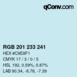 Color code: RGB 201 233 241 | qconv.com