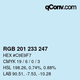 Color code: RGB 201 233 247 | qconv.com