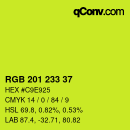 Color code: RGB 201 233 37 | qconv.com