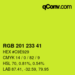 Color code: RGB 201 233 41 | qconv.com