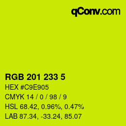 Color code: RGB 201 233 5 | qconv.com