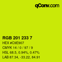 Color code: RGB 201 233 7 | qconv.com