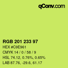 Color code: RGB 201 233 97 | qconv.com