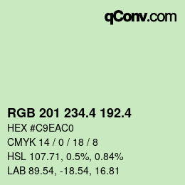 カラーコード: RGB 201 234.4 192.4 | qconv.com