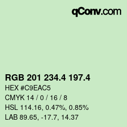 カラーコード: RGB 201 234.4 197.4 | qconv.com