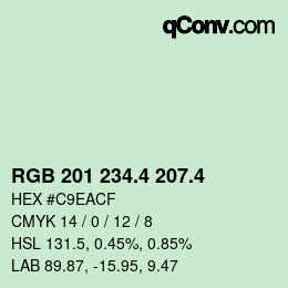 カラーコード: RGB 201 234.4 207.4 | qconv.com