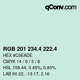 カラーコード: RGB 201 234.4 222.4 | qconv.com