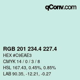 カラーコード: RGB 201 234.4 227.4 | qconv.com