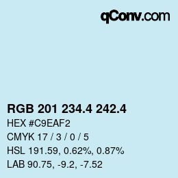 カラーコード: RGB 201 234.4 242.4 | qconv.com