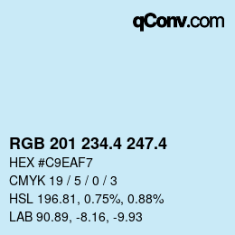 カラーコード: RGB 201 234.4 247.4 | qconv.com
