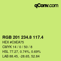 カラーコード: RGB 201 234.8 117.4 | qconv.com