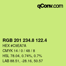 カラーコード: RGB 201 234.8 122.4 | qconv.com
