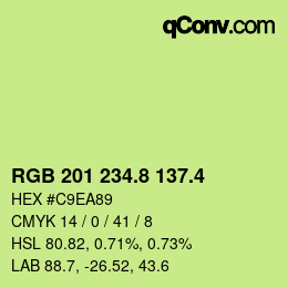 カラーコード: RGB 201 234.8 137.4 | qconv.com