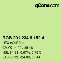 カラーコード: RGB 201 234.8 152.4 | qconv.com
