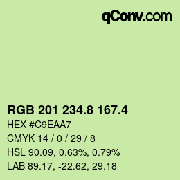 カラーコード: RGB 201 234.8 167.4 | qconv.com
