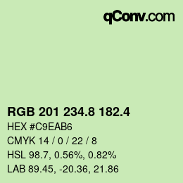 カラーコード: RGB 201 234.8 182.4 | qconv.com
