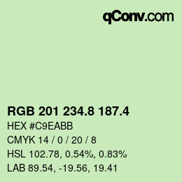 カラーコード: RGB 201 234.8 187.4 | qconv.com