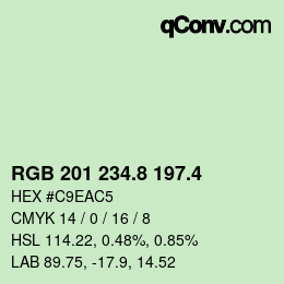 カラーコード: RGB 201 234.8 197.4 | qconv.com