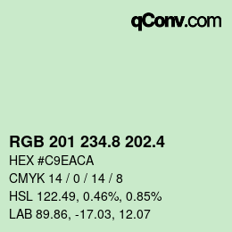 カラーコード: RGB 201 234.8 202.4 | qconv.com