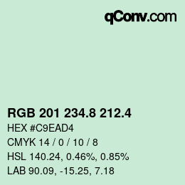 カラーコード: RGB 201 234.8 212.4 | qconv.com