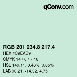 カラーコード: RGB 201 234.8 217.4 | qconv.com