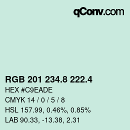 カラーコード: RGB 201 234.8 222.4 | qconv.com