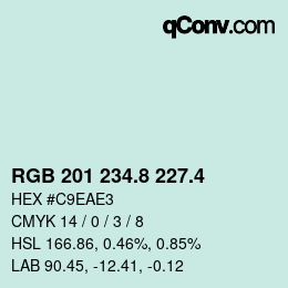 カラーコード: RGB 201 234.8 227.4 | qconv.com