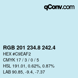 カラーコード: RGB 201 234.8 242.4 | qconv.com