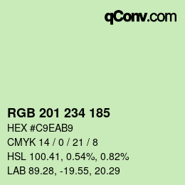 Código de color: RGB 201 234 185 | qconv.com