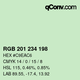 Color code: RGB 201 234 198 | qconv.com