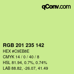Color code: RGB 201 235 142 | qconv.com