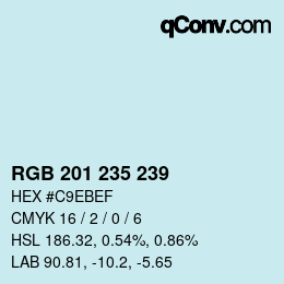 Color code: RGB 201 235 239 | qconv.com