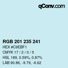 カラーコード: RGB 201 235 241 | qconv.com
