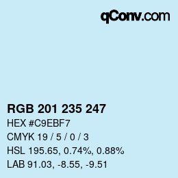 カラーコード: RGB 201 235 247 | qconv.com