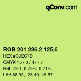 カラーコード: RGB 201 236.2 125.6 | qconv.com