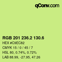 カラーコード: RGB 201 236.2 130.6 | qconv.com