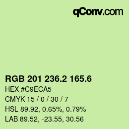 カラーコード: RGB 201 236.2 165.6 | qconv.com
