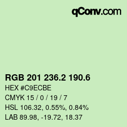 カラーコード: RGB 201 236.2 190.6 | qconv.com
