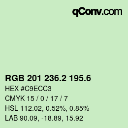 カラーコード: RGB 201 236.2 195.6 | qconv.com