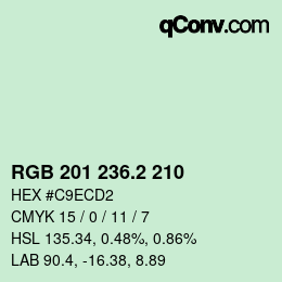 カラーコード: RGB 201 236.2 210 | qconv.com